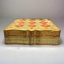 Vintage Italian Florentine Gold Gilt Red Wood Toleware Box Fleur De Lis 8”  MCM picture