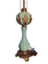 Antique French Empire Blue Opaline Blown Glass  Lamp Tall Heavy picture