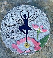 Welcome To My Garden Fairy Cement Garden Path Stepping Stone Ornament Sign 25cm picture
