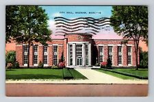 Saginaw MI-Michigan, City Hall, c1940 Antique Vintage Souvenir Postcard picture