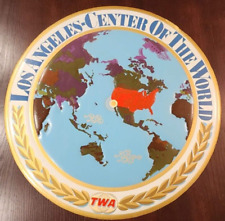 1968 TWA LOS ANGELES PROMO 'CENTER OF WORLD' RARE COLOR PLAQUE/ POSTER DISPLAY picture