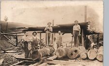 GREAT SHOT LOGGING SAWMILL bridgeport oh real photo postcard rppc ohio history picture