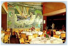 c1960's Waikiki Dining Room Steamship Lurline Waikiki Hawaii HI Mural Postcard picture