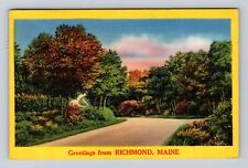 Richmond ME-Maine, General Greetings, Scenic Country Lane Vintage c1961 Postcard picture