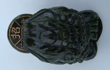 3-leg frog Money Toad Dark green South China jade fengshui statue home store picture