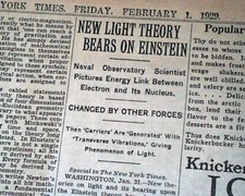 ALBERT EINSTEIN'S Unified Field Theory Gravitation Electromagnetic1929 Newspaper picture