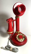 Vintage 1970's Deco-Tel Bright Red Candlestick Rotary Telephone EUC picture
