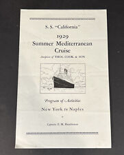 1929 S.S California Mediterranean Cruise Program Activities New York To Naples picture