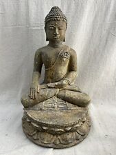 Seated Buddha Hard Stone Statue ~ 11.5” x 8”  10 LBs ~ Vintage Heavy picture