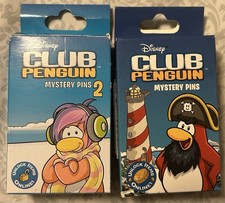 Lot of 2 Disney Club Penguin Series 1 & 2 EMPTY Mystery Pin Boxes (No Pins) picture