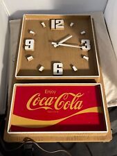 1970's Enjoy Coca-Cola Coke Rectangular Electric Plastic Working Wall Clock picture