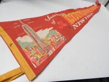 VINTAGE / ANTIQUE OLD EMPIRE STATE BUILDING NEW YORK FELT PENNANT - CLEAN + NICE picture