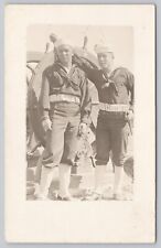 RPPC Postcard 2 Stunning Sexy Young Sailors In Front of Ship's Helm 1920s V picture