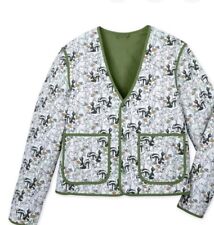 Disney Bambi Quilted Jacket Women Medium Button Pockets Thumper Flower Green  picture