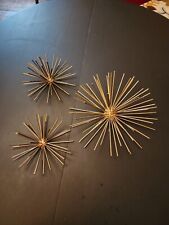 MCM Sputnick Orb Urchin Wall Hanging Starburst Metallic Gold Set of 3 *Read* picture