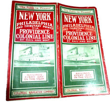 VINTAGE SHIP COLONIAL NAVIGATION LINE NEW YORK BIRDS EYE VIEW MAP MAPS 1920 picture