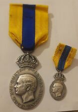 Carl Gustaf XVI - Silver Service Medal with Miniature- Marked on reverse- Stamp picture