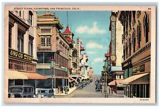San Francisco California Postcard Street Scene Chinatown c1940 Vintage Antique picture