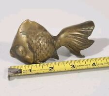 Vintage Brass Koi Gold Fish Paperweight Figurine Display  picture