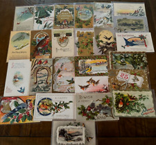 Lot of 25 Antique~CHRISTMAS & NEW YEAR  POSTCARDS with Birds-In Sleeves~k515 picture