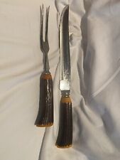 Vintage Carving Set Sheffield Made In England Stag Handle picture