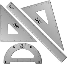 - Geometry Set, 4 Pack, Metal Protractor, Aluminum Ruler, Metal Set Square, Tria picture