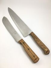 2 Vtg Carvel Hall Chef & Butcher Molybdenum Steel Knife Wood Handle Japan picture