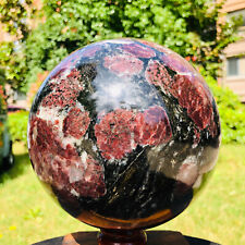 13.86LB Natural red garnet sphere fireworks quartz crystal polished ball decor picture