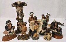 Lot of 8 Native American Indian Eagle Warrior Totem Pole Resin Figures Statues picture