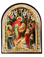 Nativity Scene Christmas Icon Catholic Orthodox Christian Icon, Religious Gift picture
