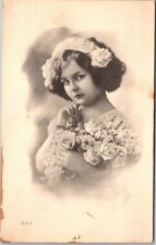 Portrait of Young Girl Hubert Minnesota 1912 Posted Antique Postcard B35 picture