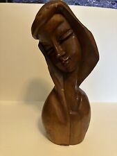Hand Carved Solid Wood Woman/Mary Bust Sculpture Statue picture
