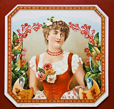 Generic Outer Cigar Label with Image of Young Woman with Flowers, early 1900's picture