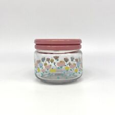 VTG Retro Flowers Glass Canister Storage with Plastic Lid Dopamine Decor picture