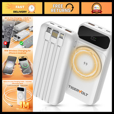 Magnetic Power Bank 20000mAh, Wireless Portable Powerbank with 3 Built-in Cables picture