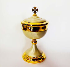 Ciborium Brass Gold Plated Chalice Goblet Holy Religious Altar Church Gift USK63 picture