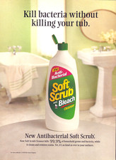 Soft Scrub Cleanser Bleach Kills Bacteria White Bathroom Vintage Print Ad 1999 picture