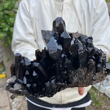 6.1LB Large Natural Black Smoky Quartz Crystal Cluster Rough Mineral Specimen picture