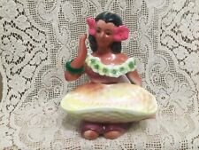 Vtg Hula Girl Hawaiian/Polynesian 1950’s Figurine MCM Tiki Bar Napkin Holder Lei picture