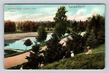 Toledo OH-Ohio, Kids Overlooking Ottawa Park Lagoon, Vintage c1907 Postcard picture