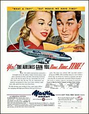 1947 Martin Aircraft 2-0-2 airlines time man woman vintage art Print Ad adL59 picture