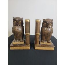 Vintage Chalkware  Owl Bookends from Thanhardt Burger Company picture