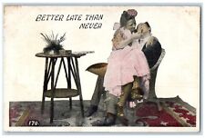 1912 Sweet Couple Romance Better Late Than Never East Killingly CT Postcard picture