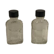 2- Vintage Pharmacy Apothecary Embossed Clear Glass Medicine Bottles with/covers picture
