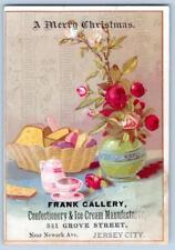 1880's JERSEY CITY NJ ICE CREAM CONFECTIONERY FRANK GALLERY CHRISTMAS TRADE CARD picture