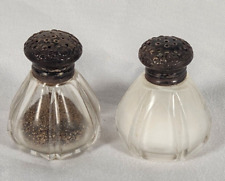 Salt and Pepper Shaker Set Glass with Sterling Silver Tops picture
