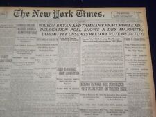 1920 JUNE 27 NEW YORK TIMES - WILSON, BRYAN AND TAMMANY FIGHT FOR LEAD - NT 9119 picture