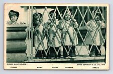 c1938 The Dionne Quintuplets Bonnets at Callander Ontario ON DB Postcard picture