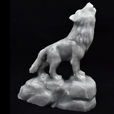 Marble Gray Wolf Statue, Handmade Wolf Sculpture picture