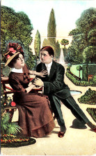 Postcard Romance Meeting In The Park Courtship Series Early 1900s picture